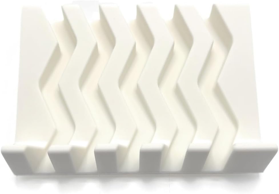 Silicone Draining Soap Dish, Sloped Angled Design, Chevron Pattern, Universal Fit, Extra Thick (Vanilla Cream, 4.5"x3.2")