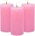 3 Pack 3×6 Inch Pink Pillar Candles for Romantic Valentine's Day, Unscented Column Candles for Home Restaurants Spa Church Weddings, Smokeless Dripless and Clean Burning Emergency Candle