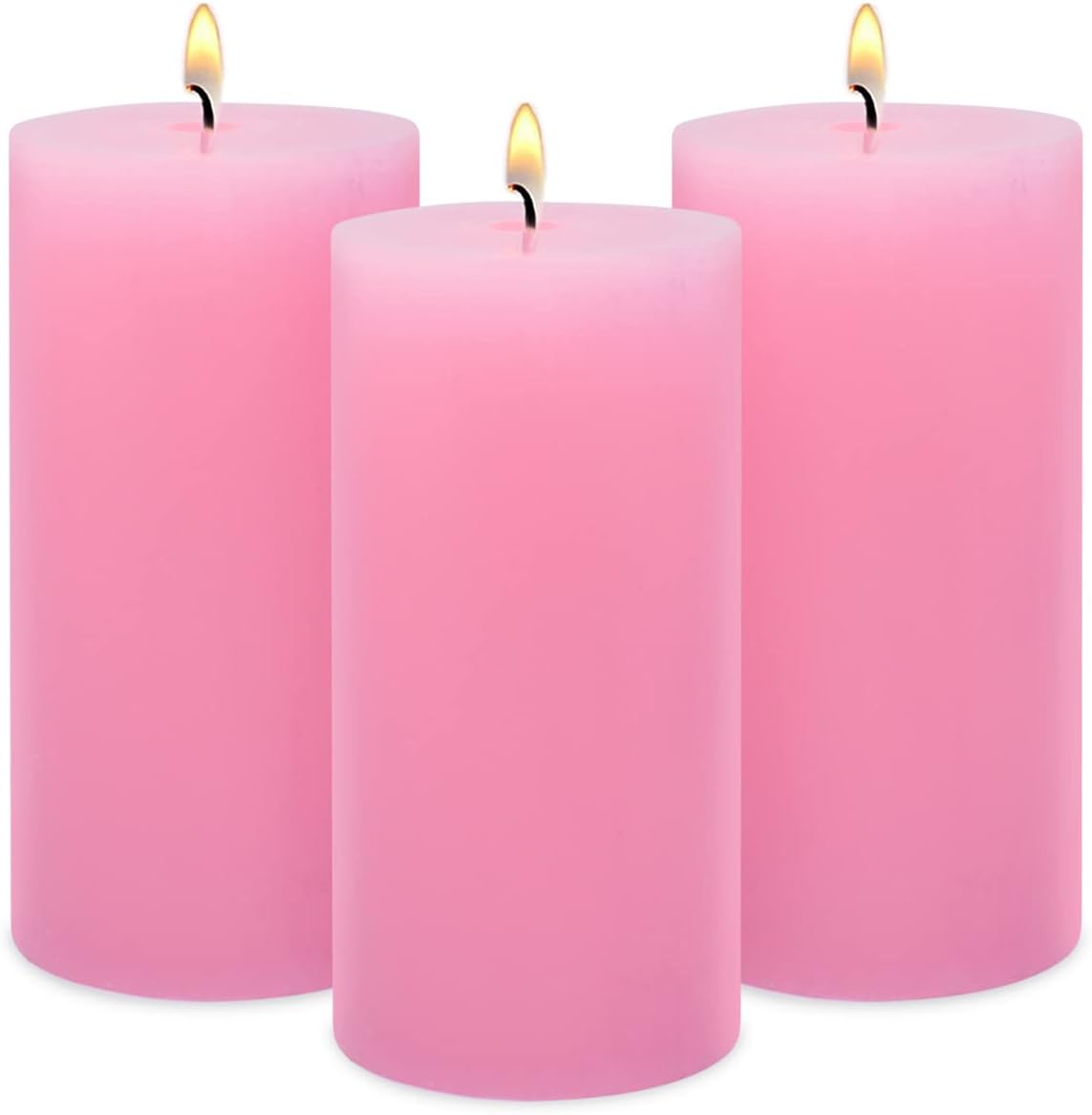 3 Pack 3×6 Inch Pink Pillar Candles for Romantic Valentine's Day, Unscented Column Candles for Home Restaurants Spa Church Weddings, Smokeless Dripless and Clean Burning Emergency Candle