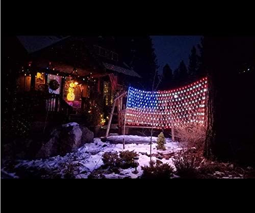 American Flag String Lights, Waterproof Led Flag Net Light, with 420 Super Bright LED, for Yard Garden Decoration, Festival, Holiday, Party Decoration,Christmas Decorations (Plug in Power)