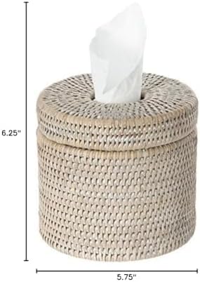 KOUBOO La Jolla Rattan Toilet Paper Holder with Lid, White Wash, Bathroom