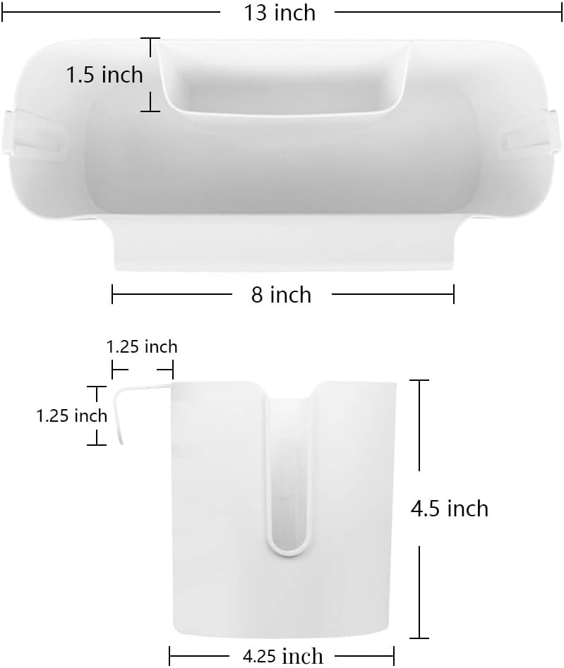 Bedside Caddy Hanging Basket Organizer with Hooks Dorm Bunk Beds Shelf Night Table Storage Holder for Remote Controls Magazines Phone Glasses Bottle (White)
