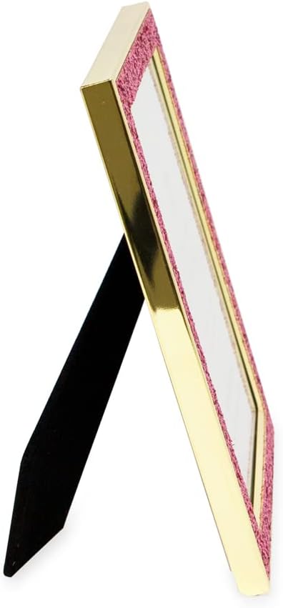 Isaac Jacobs 5x7 Pink Glitter w/Gold Metal Picture Frame w/Easel