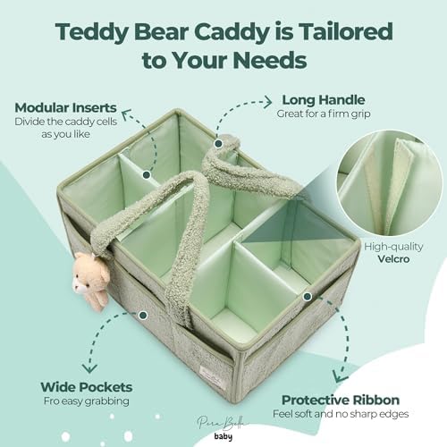 PeraBella Diaper Caddy Organizer for Changing Table, Storage Basket for Wipes, Gift for Baby Shower, Car Organizer, Nursery Organizer, Portable Storage (Pack of 2)