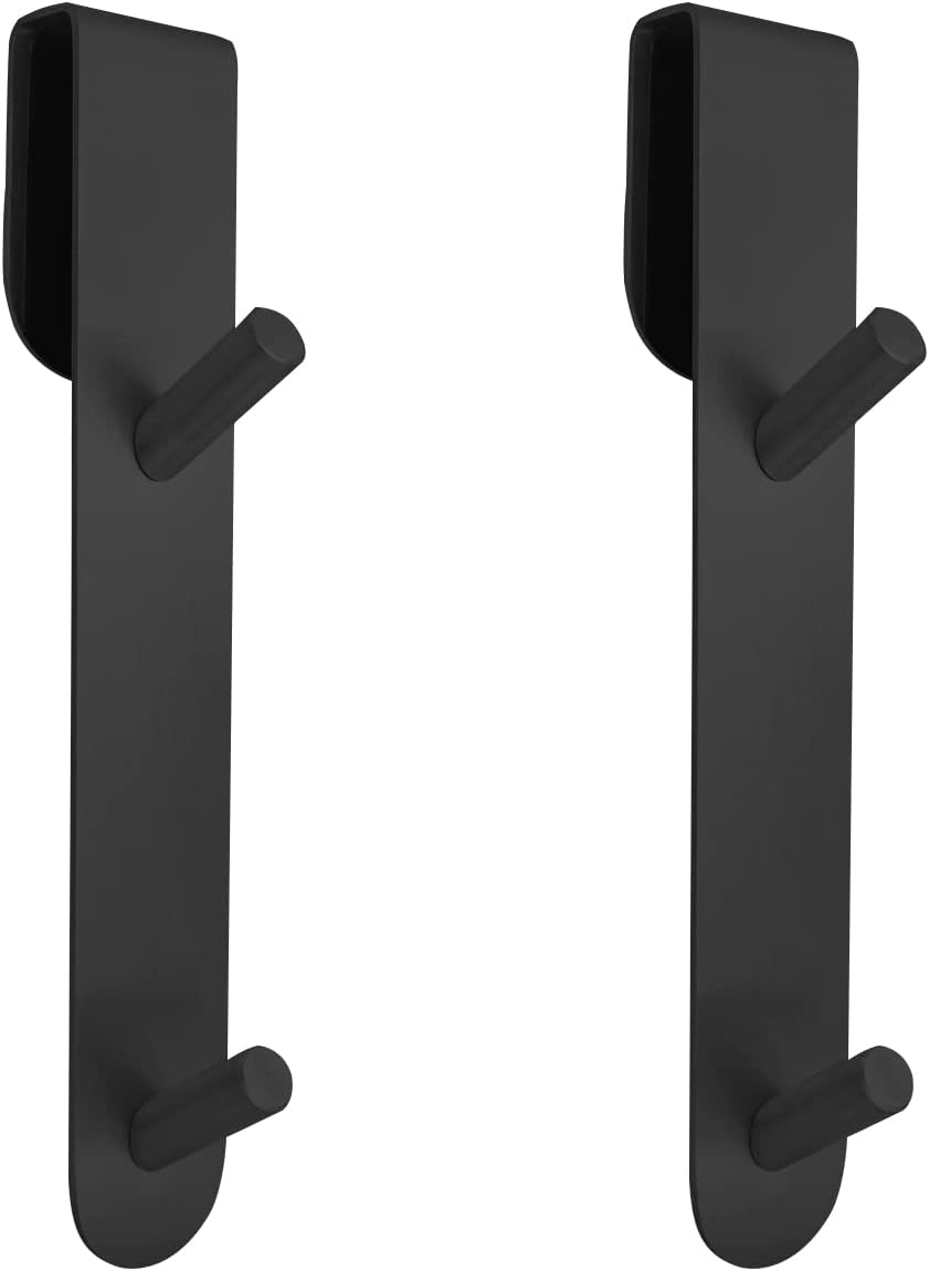 Stainless Steel Shower Door Hooks (2-Pack) - Heavy Duty Bathroom Towel Hooks for Frameless Glass Showers, No Drill Hanging Hooks for Robes, Towels, Loofahs - Rustproof & Easy Install