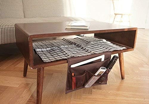 Bedside Storage Organizer with 4 Pockets, Bedside Caddy, Table Cabinet Storage Organizer for TV Remote Control, Phones, Magazines, Tablets, Accessories, Brown