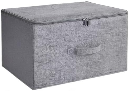 ANMINY Fabric Storage Bins with Zipper Lids, 20"x15"x12", Gray, 3 PCS