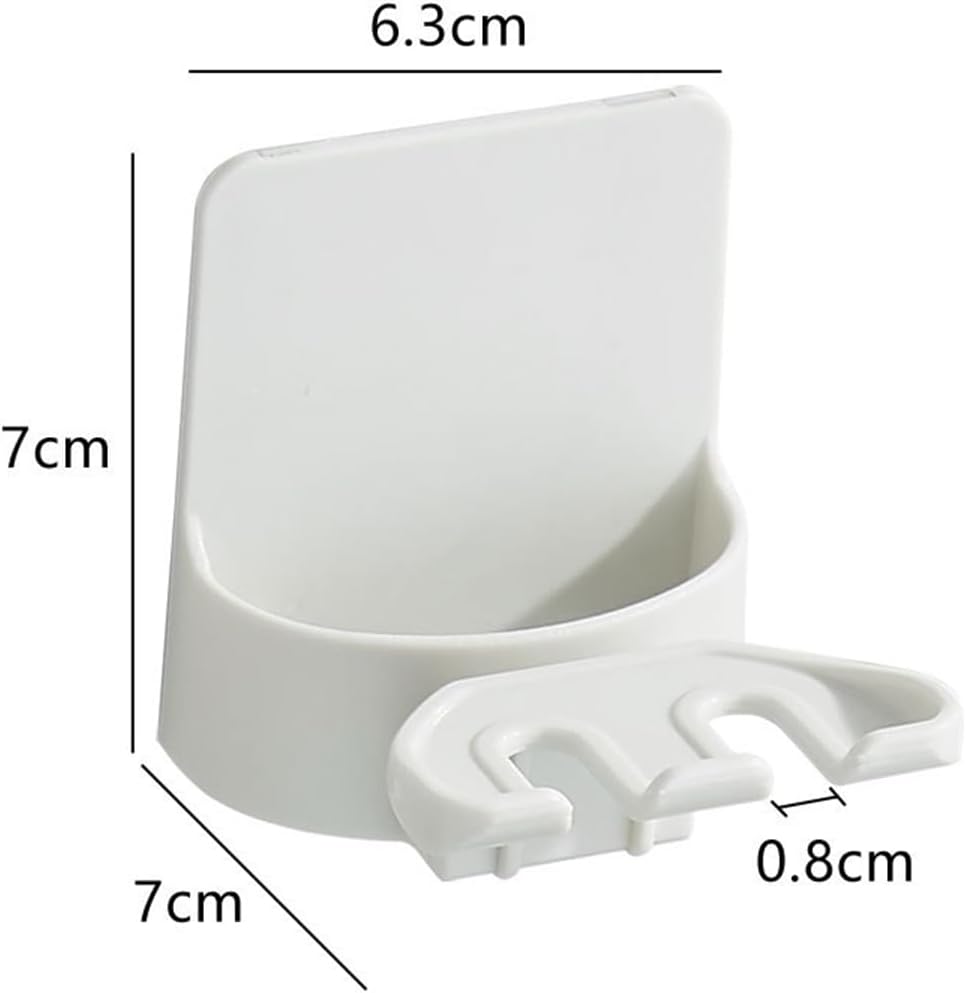 2 PCS Self-Adhesive Toothbrush Holders Wall Mounted, Water Proof Toothbrush Hook, 3 in 1 with Toothbrush Hanger Toothpaste Holder and Gargle Cup Holder for Bathroom Shower (White)
