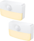 【2 Pack】Motion Sensor Night Light, Stick-On Motion Sensor Lights Indoor, Battery Powered Under Cabinet Kitchen Lights with Adhesive Pads, Auto/On/Off for Cupboard Wardrobe Stair Kitchen- Warm White
