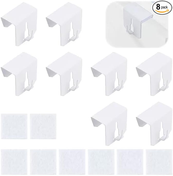 UFURAMTE Multifunctional Window Hooks, 8Pcs Stainless Steel Over Door Hooks Light Hangers for Christmas Decorations (White)
