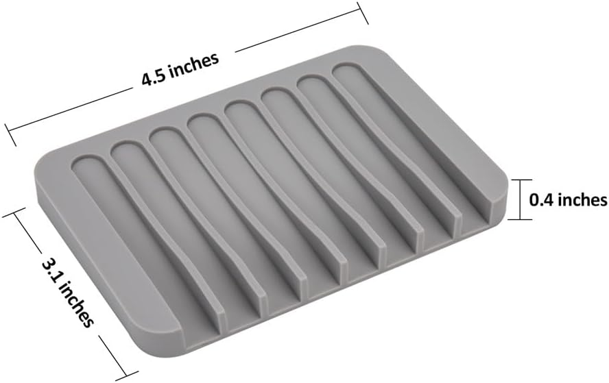4PCS Self-Draining Silicone Bar Soap Dish and Holders for Shower