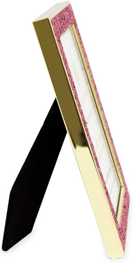 Isaac Jacobs 4x6 Pink Glitter w/Gold Metal Picture Frame w/Easel