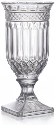Joeyan 13" Glass Urn Vase,Tall Centerpiece with Ripple Diamond Pattern