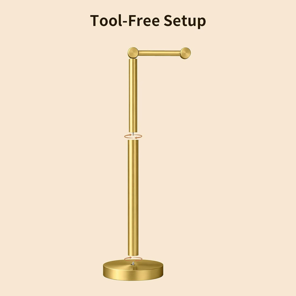 YUMORE Toilet Paper Holder Stand, Minimalist Design, Brushed Gold
