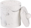 Marble Qtip Holder with Lid, White Resin Cotton Swab Container, Small Apothecary Storage Jars, Bathroom Q-Tip Holder for Cotton Balls, Swabs, Pads, Floss Picks
