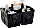 Portable Shower Caddy Basket with 3 Compartments and Handle, Black