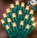 LAMPHOME 300 LED Warm White Christmas Lights, 64.8 Ft Ultra Bright Waterproof Christmas Mini Tree String Lights with Green Wire for Indoor and Outdoor Use, Christmas Trees, Holidays, Patios Garden