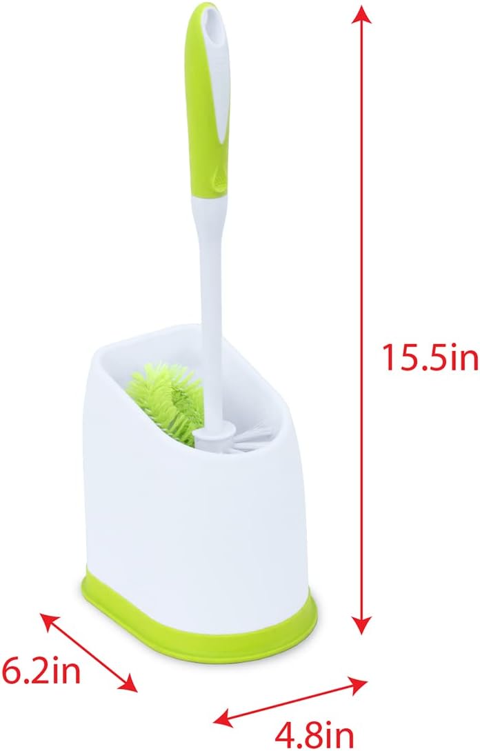 Pine-Sol Toilet Bowl Cleaner Brush with Holder | Heavy Duty Cleaning Wand with Under The Rim Scrubber, Non-Slip Handle, Storage Caddy | Bathroom Supplies, Yellow, Green