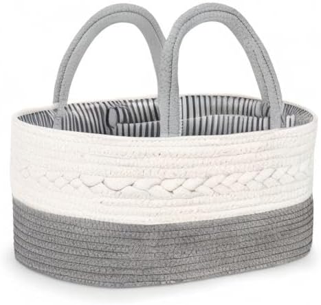 Maliton Diaper Caddy Organizer for Baby Boy- Cotton Rope for Changing Table, Nursery Storage, Newborn Baby Must Have Items
