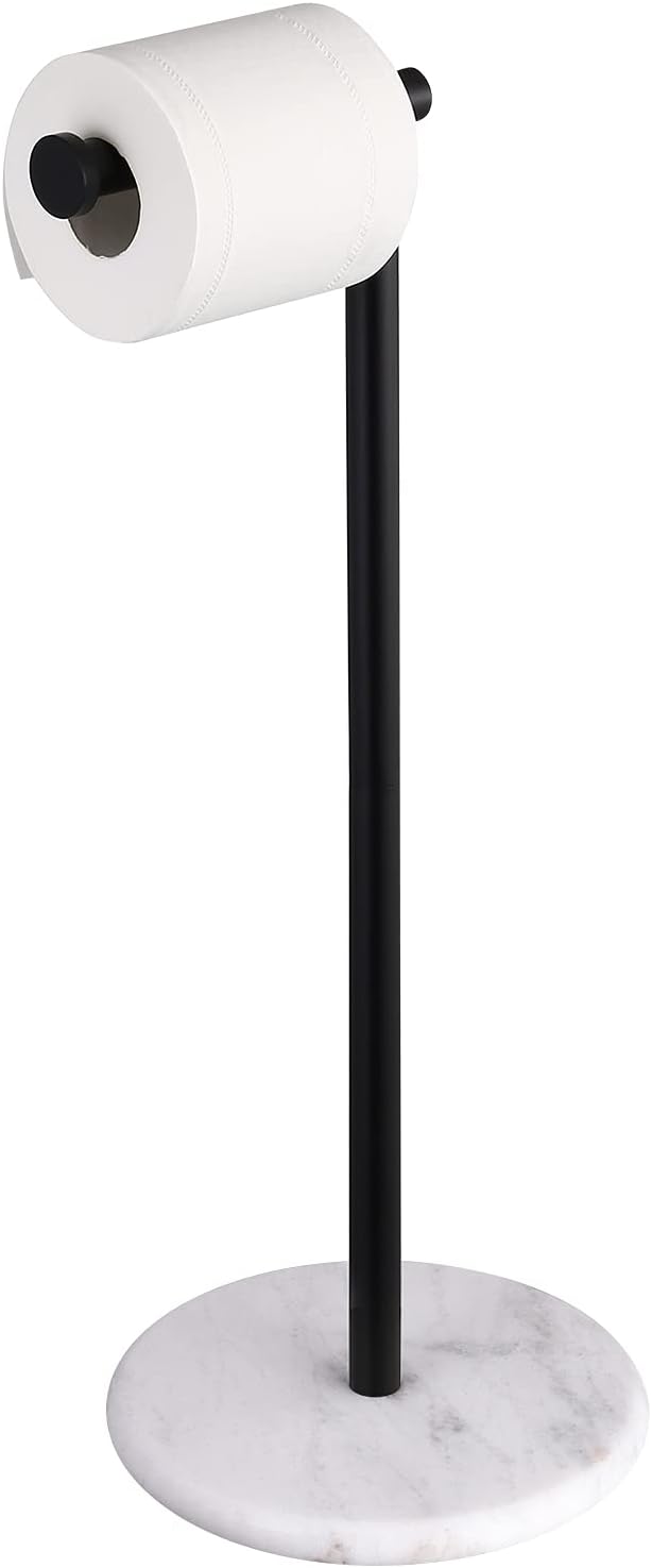 KES Black Toilet Paper Holder Stand Freestanding Toilet Paper Stand for Bathroom Tissue Roll Holder with Marble Base, 18/8 Stainless Steel Matte Black, BPH284S1-BK