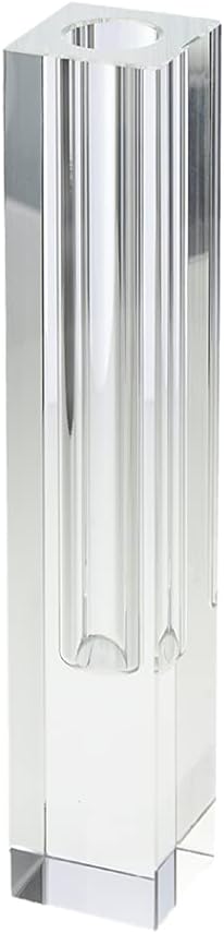 Serene Spaces Living Large Modern Crystal Square Bud Vase, Decorative Single Flower Vase for Wedding Centerpieces, Events, Parties, Home Décor Accents, Measures 9" Tall, 1.25" Long, 1.25" Wide