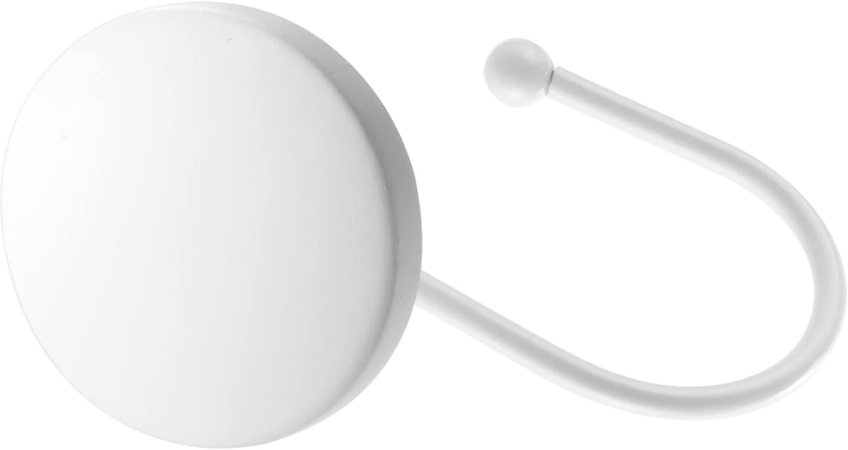 Decorative Shower Curtain Hooks, Simple Modern Style Round Flat-Back Button Design for Bathroom Decor Pretty Matte White