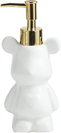 Small Bathroom Soap Dispenser with Pump, Cute Bear Design(White)