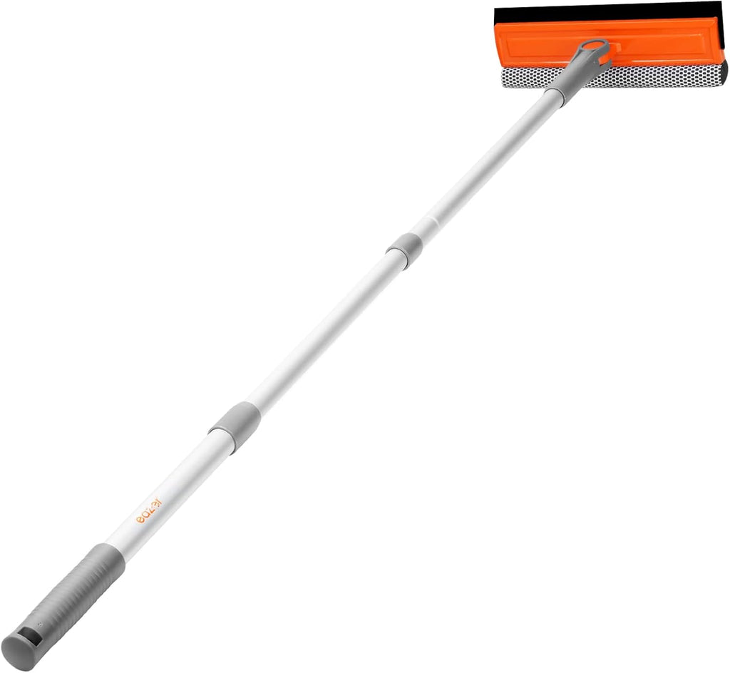 Eazer 46'' Professional Window Cleaner Tool, 2-in-1 Rotatable Squeegee for Window Cleaning Kit, Window Washing Equipment Kit with Threaded Extension Pole(20''-46'') for Shower/Windshield.