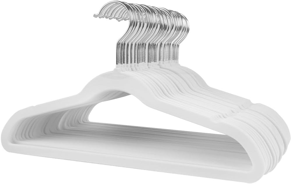 Stormix Baby Velvet Hangers, White, 11 inches 32 Pack