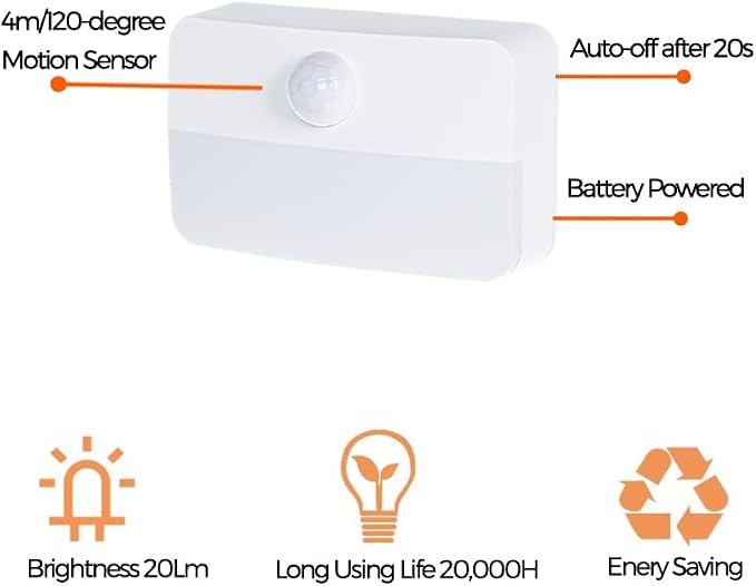 Motion Sensor Night Lights, 6 Pack White Rechargeable LED Stair Lights