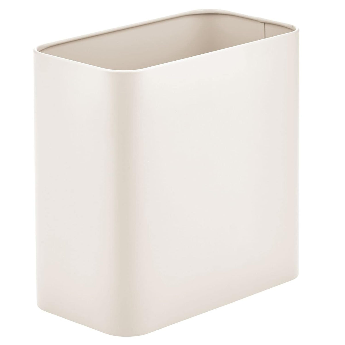 mDesign Small Metal 2.4 Gallon/9 Liter Trash Can Wastebasket Garbage Bin for Bathroom, Slim Rubbish Waste Bin Trashcans - Mirri Collection - Cream