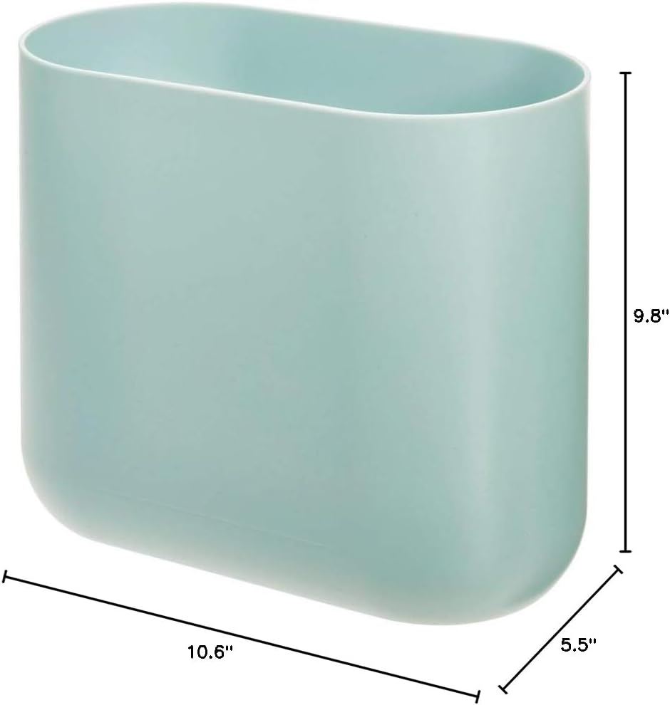 iDesign Small Slim Plastic Bathroom Trash Can, Blue, Waste Can (Pack of 2)