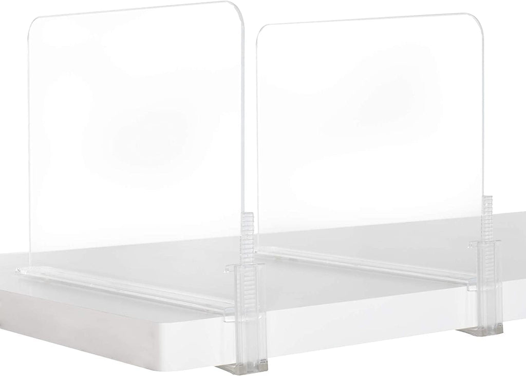 Richards Acrylic Closet Shelf Divider and Separator 6 Pack- Great for Storage and Organization in Bedroom, Bathroom, Kitchen and Office Shelves, Clear (9875300-3)