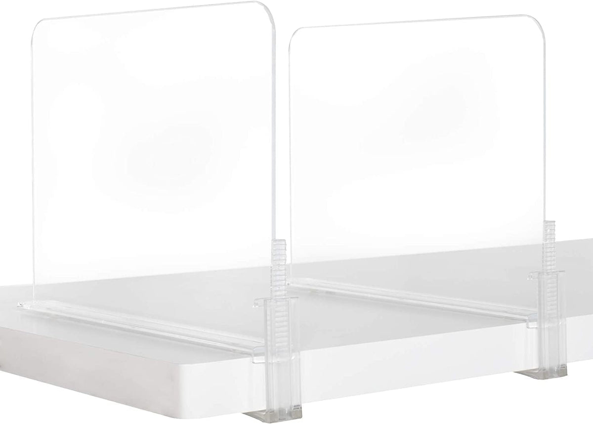 Richards Acrylic Closet Shelf Divider and Separator 6 Pack- Great for Storage and Organization in Bedroom, Bathroom, Kitchen and Office Shelves, Clear (9875300-3)