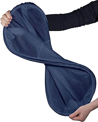 Portable Mesh Popup Laundry Hamper with Durable Handles, Folding Pop-Up Clothes Hampers Collapsible for Storage, Travel Cloth Basket Great for Home Kids Room, College Dorm, Travel(Dark Blue)