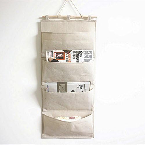 Co-link Linen/Cotton Fabric Wall Door Hanging Storage Pockets Home Organizer (4 Pockets)