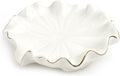 Soap Dish with Drain Ceramic White Lotus Leaf Soap Holder Soap Saver for Bar Soap, Kitchen Sink, and Bathroom Shower
