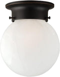 Design House Millbridge Globe 6 Inch Diameter Indoor Ceiling Light Fixture, for Bedroom, Hallway, Closet & Dining Room, Alabaster Glass, Oil Rubbed Bronze, 514521