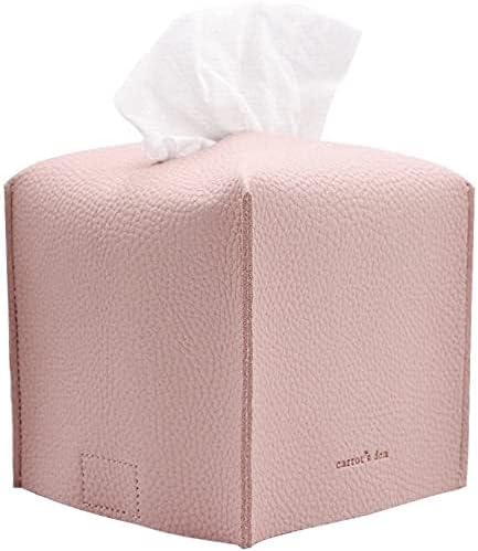 Carrot’s Den PU Leather Tissue Box Cover Holder, Decor, Baby Pink