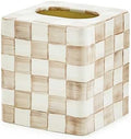 MACKENZIE-CHILDS Enamel Tissue-Box Cover, Brown-and-White Mocha Check