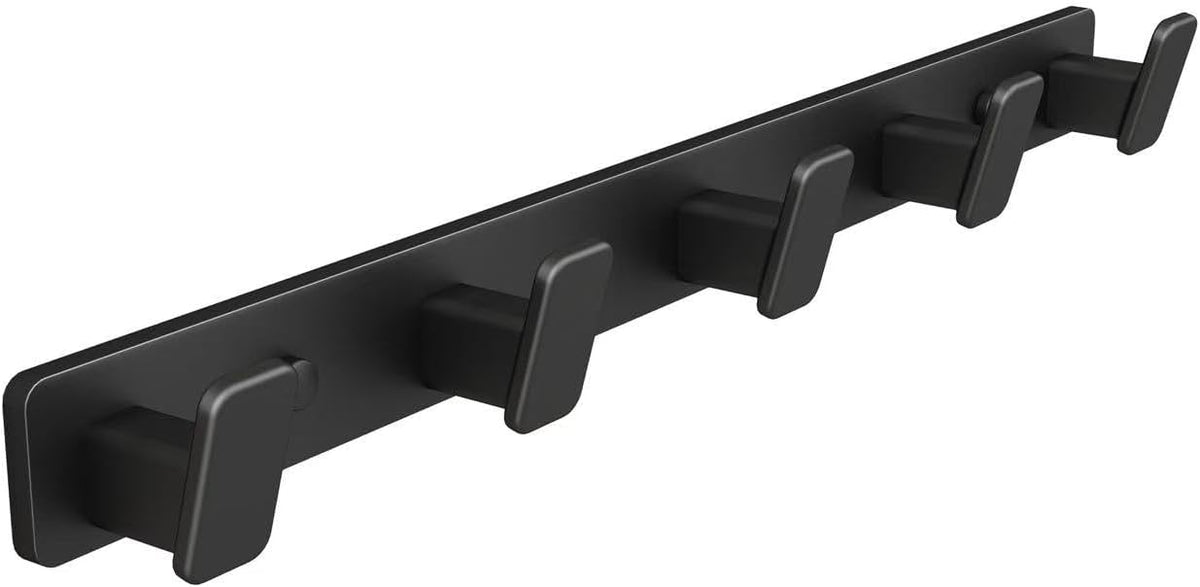 Black Wall Mount Coat Rack, 5 Wall Hooks For Hanging Key Holder Hat Hooks