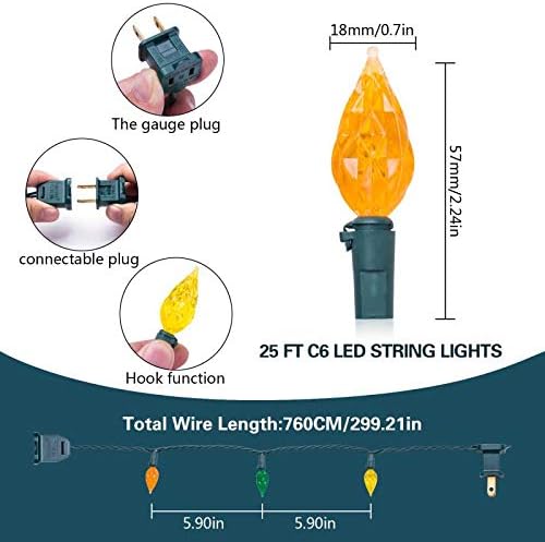 LED String Light,Christmas String Lights Multi-Color Bulbs with 50 LED 25ft Long Waterproof Lighting Globe Ball by UL Certified for Patio, Party, Wedding,Holiday,Indoor,Outdoor Decoration