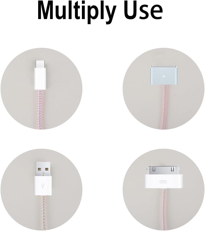4.8M(15.75FT) Spiral Cable Protector, Multicolor Suitable for Most Phone/Pad/Laptop USB Wire Cord Savers Protection Cover Anti-Break Wrap Charger Data Line Cables Sleeves, Ordinary Pink