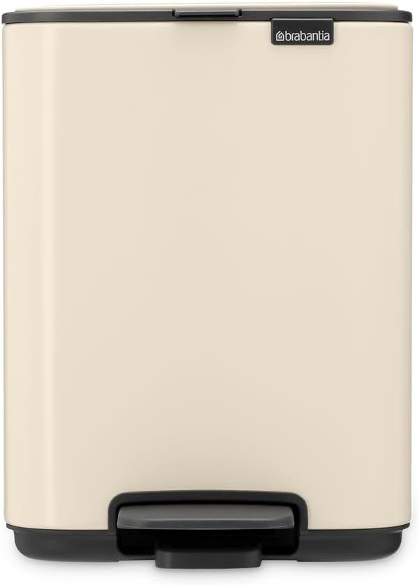 Brabantia Bo XS Step-On Trash Can | 1.1 Gal / 4L | Soft Beige | Light-Pedal, Soft-Close, Bedroom, Bathroom, Nursery Trash Can, Removable Inner Bucket, Non-Slip Base | + Trash Bags