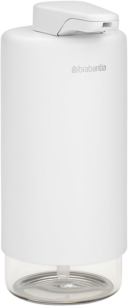 Brabantia SinkStyle Soap Dispenser – Stylish Pump Dispenser for Hand Soap and Dishwashing Liquid – Organizer, Corrosion-Resistant, Mineral Fresh White, 6.8oz