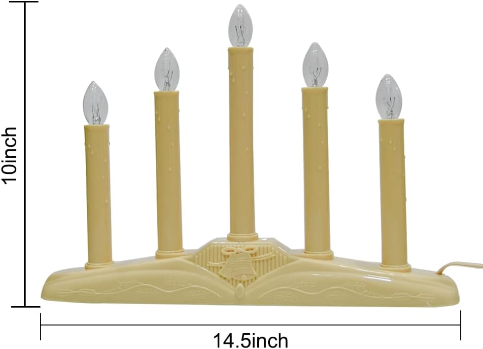 GOOTHY 5 Lights Electric Window Candle Lamp, 1 Pack Christmas Electric Candoliers Ivory Base with 6 Clear C7 Bulb (1 Spare Bulb), 5 Watt, 3Ft Cord, Candle Lamp Plug in and Ready to Use