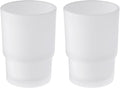 Angle Simple Frosted Glass Bathroom Tumbler, Toothbrush Cup, 2 Pack