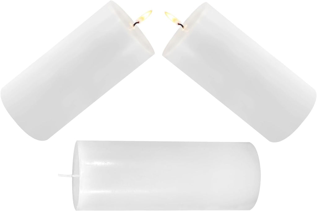 3 Pack 2.8 x 6 Hand Poured White Dripless Pillar Candles, 150 Hours Long Burning, Soy Candles, Non-Toxic, Unscented, Smokeless, for Power Outages & Emergency