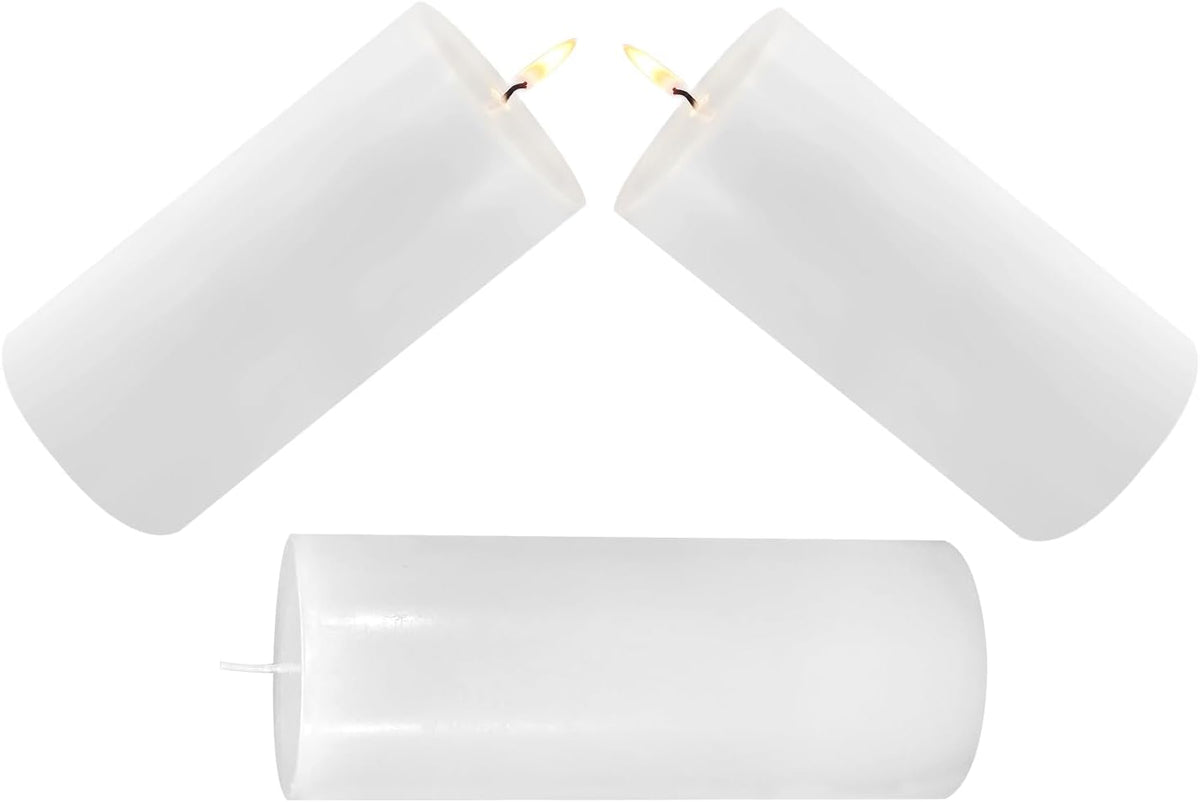 3 Pack 2.8 x 6 Hand Poured White Dripless Pillar Candles, 150 Hours Long Burning, Soy Candles, Non-Toxic, Unscented, Smokeless, for Power Outages & Emergency