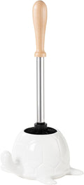 White Ceramic Turtle Base Toilet Brush and Holder Set Turtle Bathroom Brush